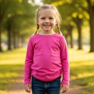 Wonder Nation Girls Pink Long Sleeve Tee – Size Large (10/12)